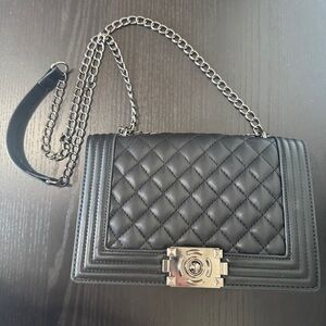 Black Quilted Crossbody Handbag